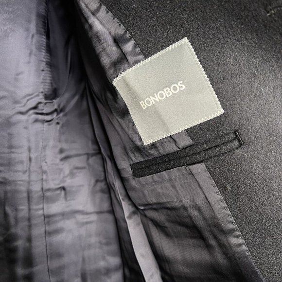 Retail $500 BONOBOS The Italian Wool Topcoat Tuxedo in Navy /Black size EU 36 R - Picture 8 of 12